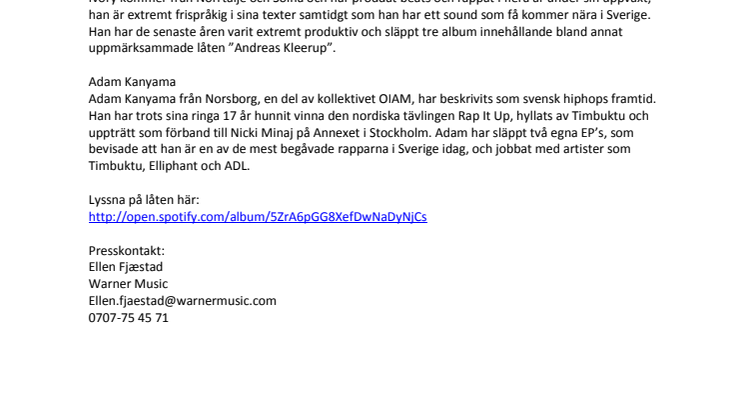 Idag släpper Ivory och Adam Kanyama, IVOxAK, singeln ”Baba”