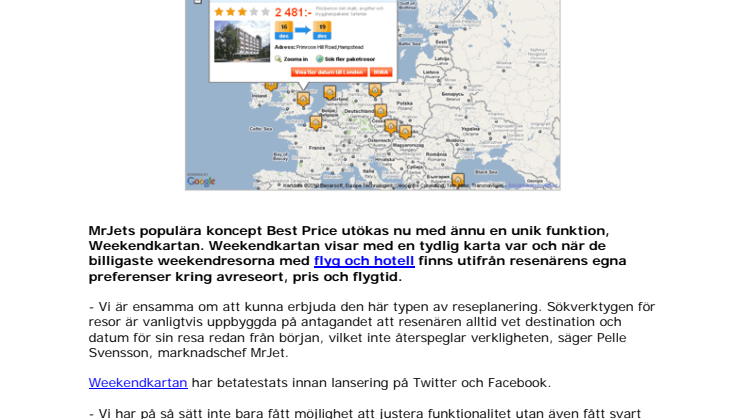 Unik funktion visar de billigaste weekendresorna