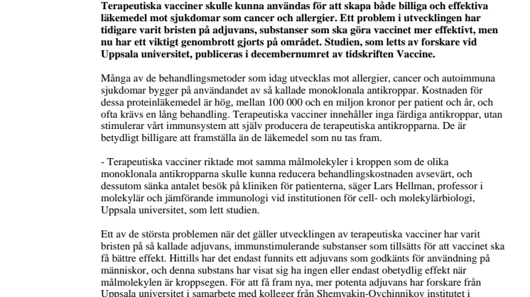 Viktigt genombrott kan öppna dörren för terapeutiska vacciner