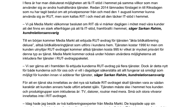 RUT-avdrag på Media Markt 