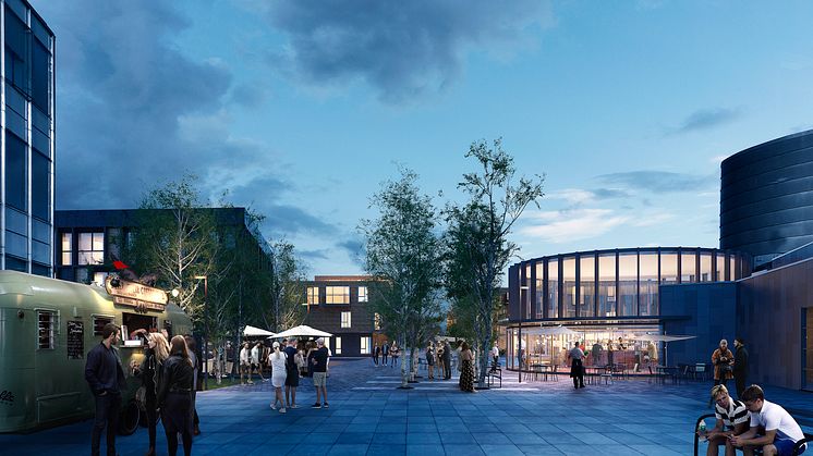 Rådhuspladsen og ny café ved Kulturhuset Viften