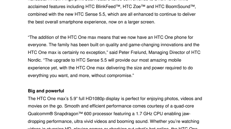 THE HTC ONE GETS SUPERSIZED WITH THE HTC ONE MAX