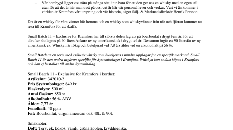 High Coast Whisky hyllar hembygden med ännu en Exclusive for Kramfors