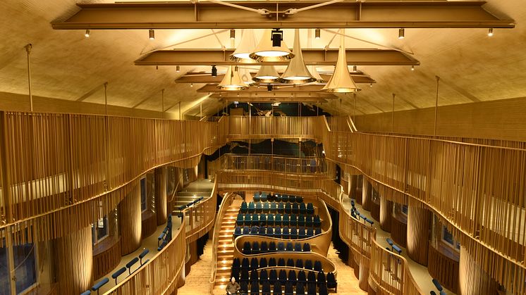 Drottning Silvias konsertsal, Stockolm, vinnare av Svenska Ljuspriset interiör