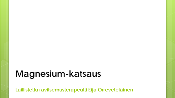 Katsaus magnesiumin imeytymisestä