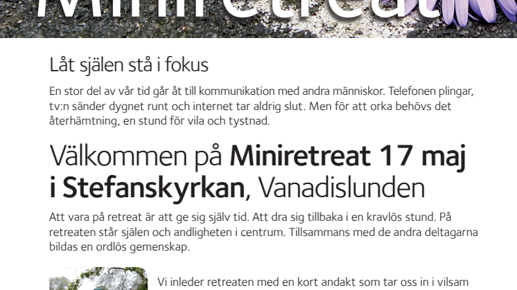 Låt själen stå i centrum – Miniretreat 17 maj