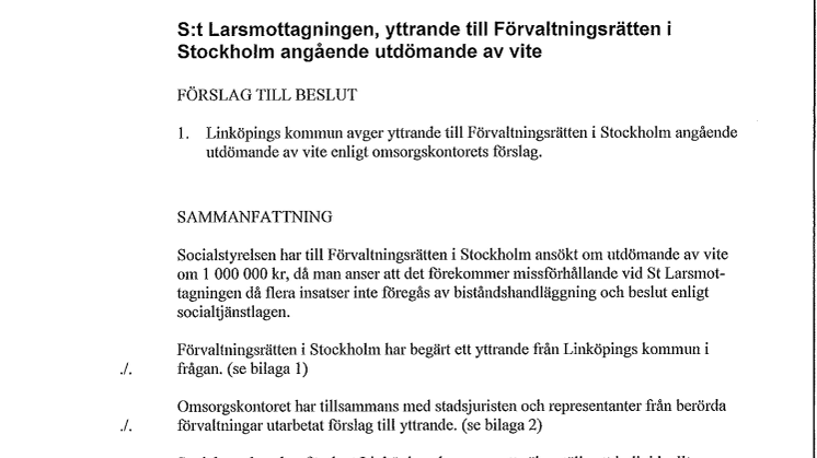 St Larsmottagningen missiv