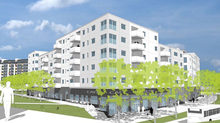 Visionsbild över det nya kvarteret i Kryddgården. Illustration: Mima arkitekter