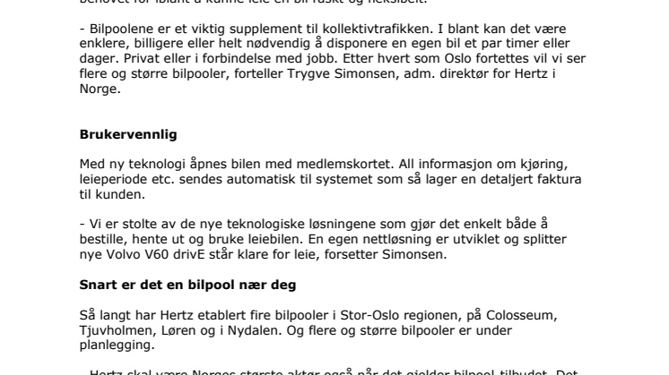 Hertz utvider og forbedrer sine bilpooler