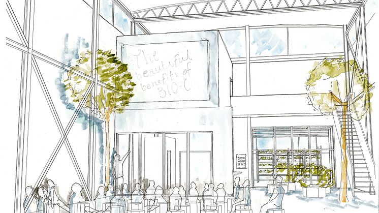 NSR utvecklar ett kompetenscenter för biokol med finansieringsstöd från Bloomberg Philanthropies. Skiss: Arkitektlaget i Skåne AB