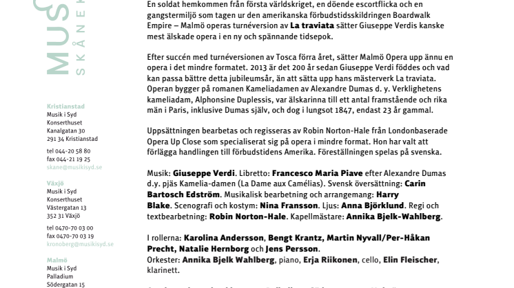 La Traviata – turnéfinal 4 dec på Palladium i Malmö
