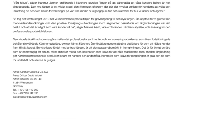 Ny färg på Kärcherprodukter gör differentiering lättare 