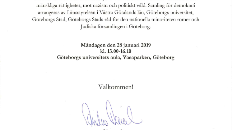 Programblad Samling för demokrati 2019