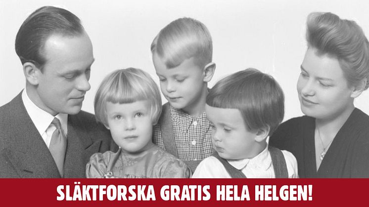 Släktforska helt gratis i helgen med Sveriges ledande Internettjänst för släktforskning.