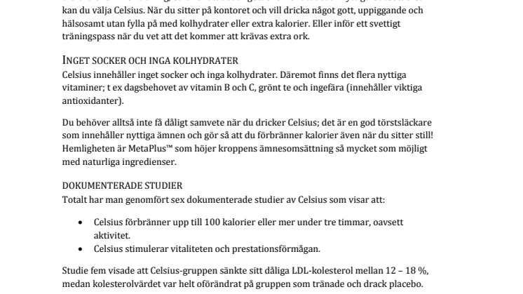 Celsius - det enkla sättet att förbränna kalorier