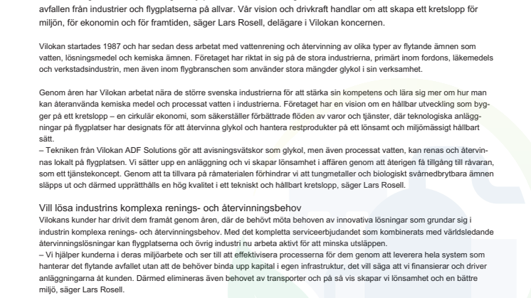 Svensk reningsinnovation minskar avfallen inom flygbranschen.