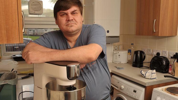 Jason with his new baking equipment