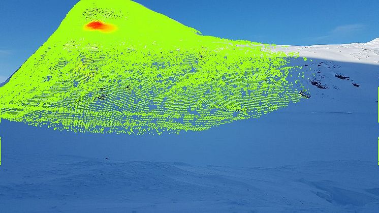 Radarbilde fra Stavbrekka på Strynefjellet viser utviklingen siste 24 timer mot årets glideras. 
