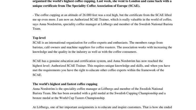 Anna Nordström is taking coffee to another level
