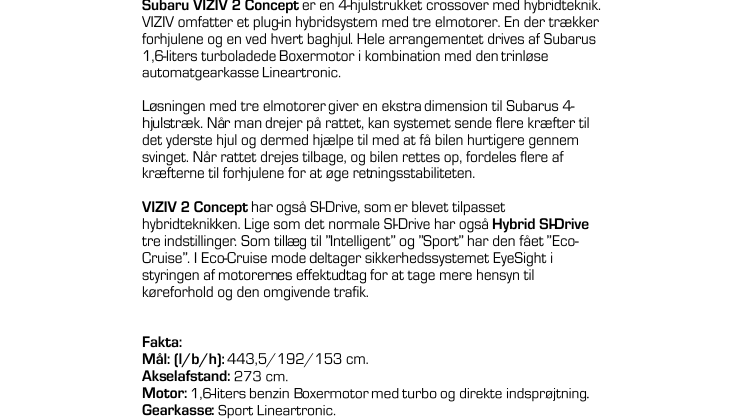 Verdenspremiere på Subaru VIZIV 2 Concept 