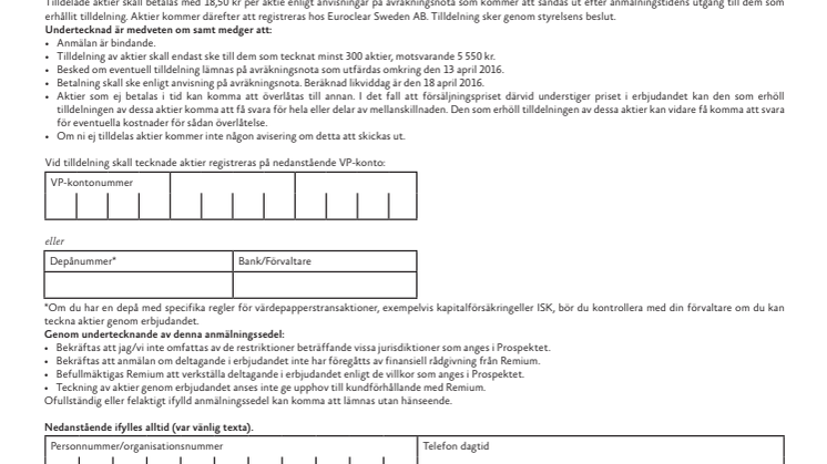 Anmälningssedel