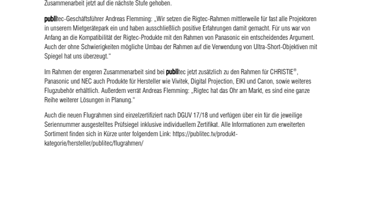 publitec schließt Exklusivdistributionsvertrag mit Rigtec