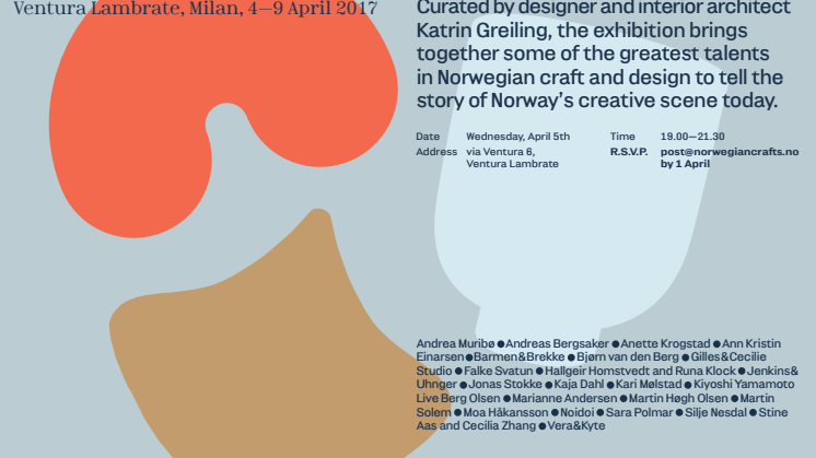 INVITASJON:  Everything is connected - Norwegian contemporary crafts and design  - Opening Night 4. April 2017
