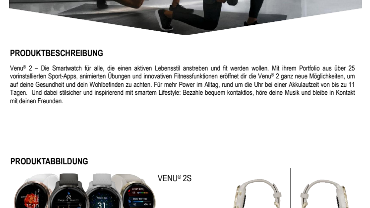 Datenblatt Garmin Venu 2 Serie