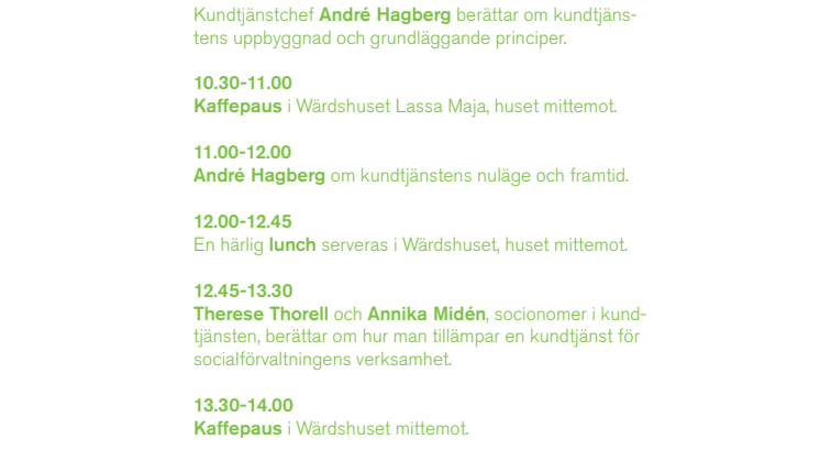 Program för kundtjänstseminarium 19 oktober