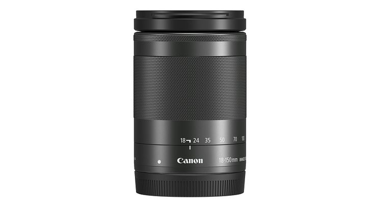 EF-M 18-150mm f3.5-6.3 IS STM BK Side with cap