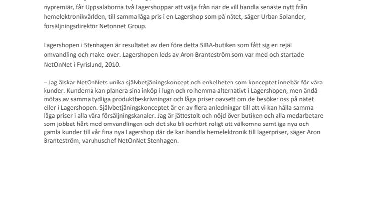 NetOnNet öppnar ny Lagershop i Uppsala