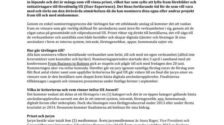 Inlämning pågår till UX-pris  - Bidragen trillar in och tiden går för de som vill delta