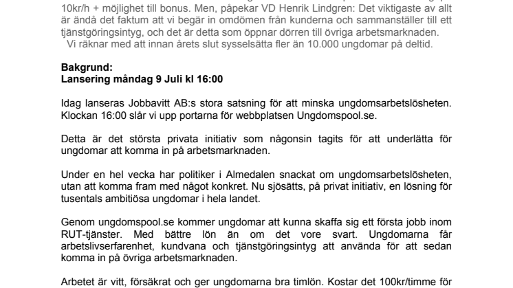 Vem har egentligen telefonnummer 0123-45678? -  Jo, Jobbavitt AB som idag lanserar Ungdomspool.se