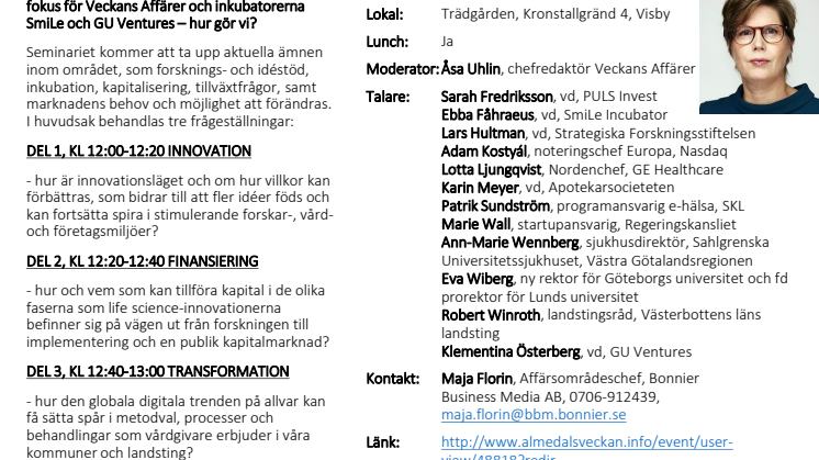 SmiLe och GU Ventures lyfter life science-frågor i Almedalen