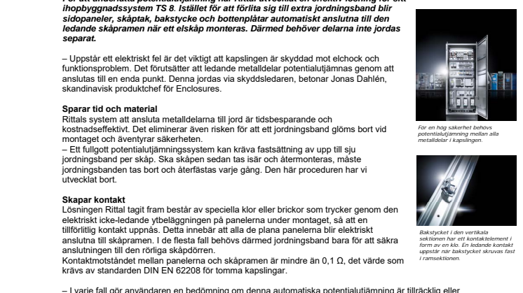 Effektiv potentialutjämning för elskåp	