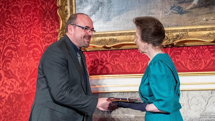 John Booth, Recruitment and Training Manager at Go North East, presented with the Princess Royal Training Award by HRH Princess Anne 