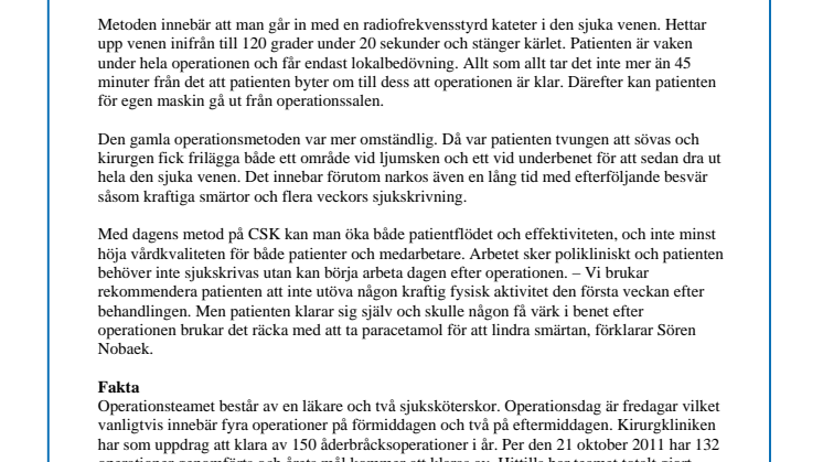 Ökad vårdkvalitet med ny operationsmetod