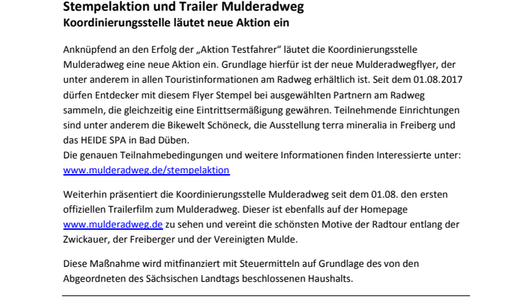 Stempelaktion und Trailer Mulderadweg 