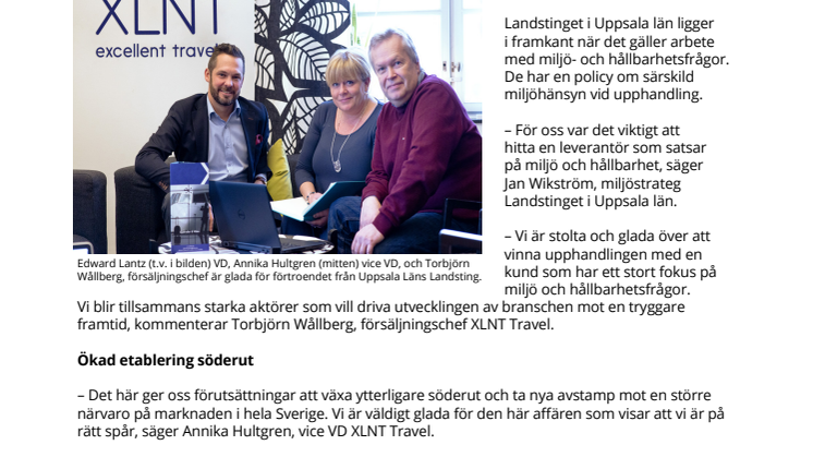 Affärsresebyrå med hållbarhetsfokus vinner upphandling i Uppsala