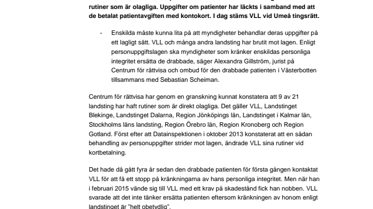 Landsting stäms efter att ha läckt hemliga uppgifter
