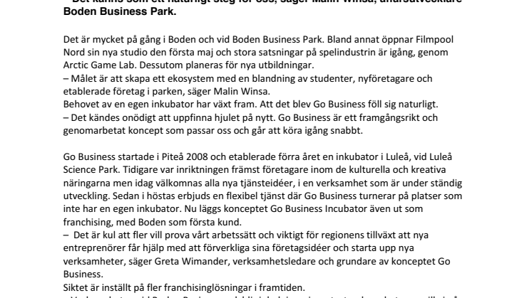 Go Business öppnar inkubator i Boden