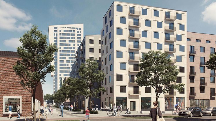 Vy från Metallverksgatan. Illustration: FOJAB