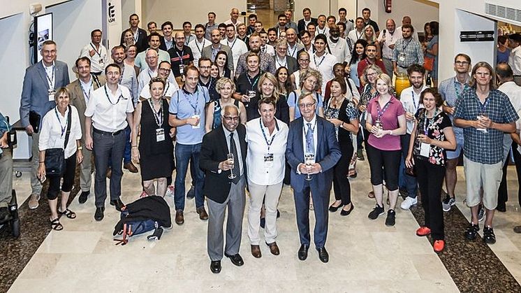 Northumbria academic Dr Ruth Crabtree (centre front) receiving the EASM Distinguished Service Award at this year's European Association for Sport Management Conference