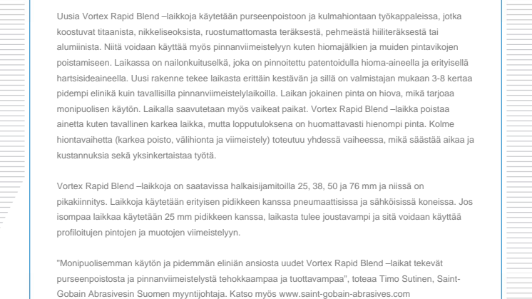 Uudet pinnanviimeistelylaikat monipuoliseen käyttöön
