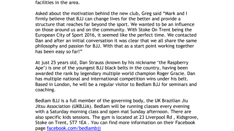It's Bedlam for Stoke's newest martial arts club