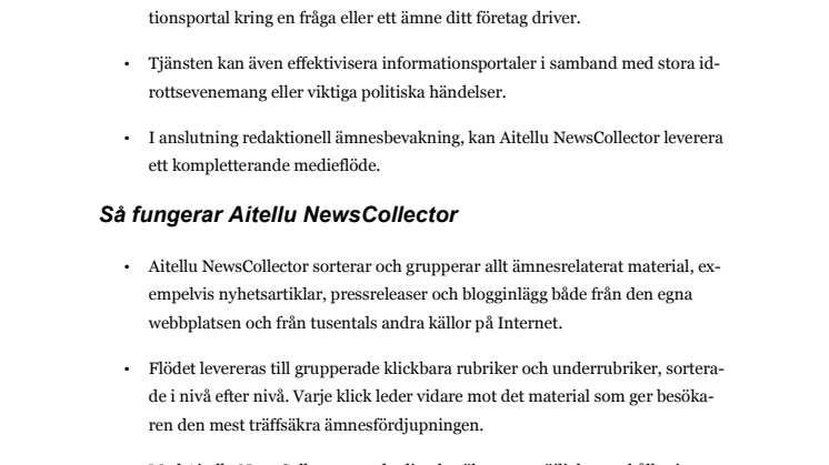 Aitellu NewsCollector produktbeskrivning pdf