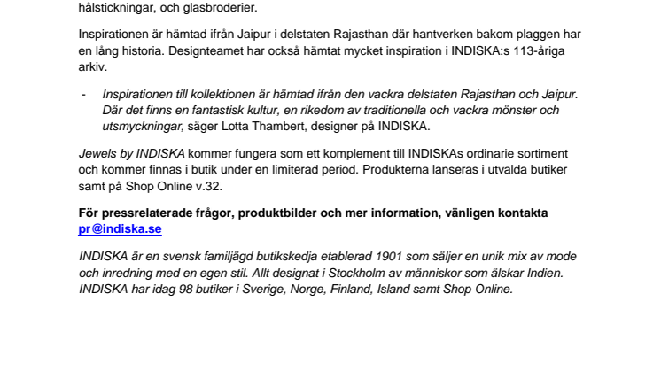 INDISKA lanserar exklusiv kollektion 