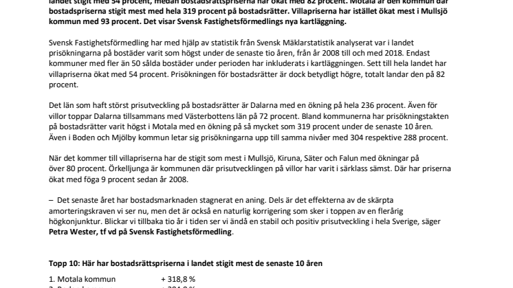 Ny kartläggning visar: Här har bostadspriserna stigit mest de senaste tio åren – kommun för kommun