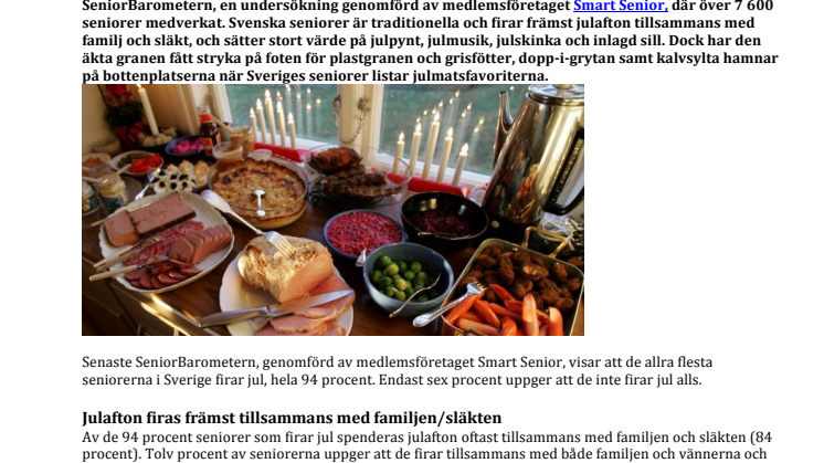 Nya SeniorBarometern visar: Ingen jul utan Kalle Anka, julskinka och julmusik för seniorerna