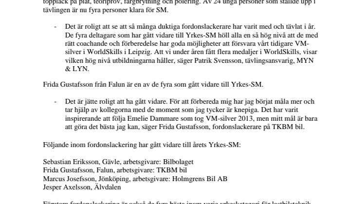 Fordonslackerare klara för Yrkes-SM 